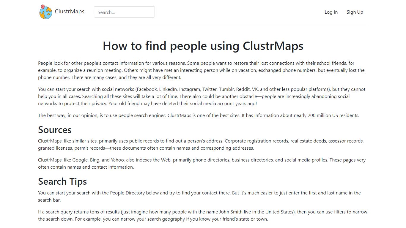People Search — Clustrmaps.com